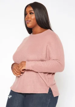 Plus Size Solid Waffle Knit Sweater -Asoph Fashion Shop 2018630 186 2
