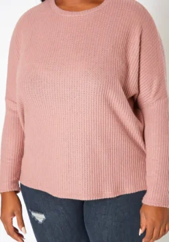 Plus Size Solid Waffle Knit Sweater -Asoph Fashion Shop 2018630 186 4