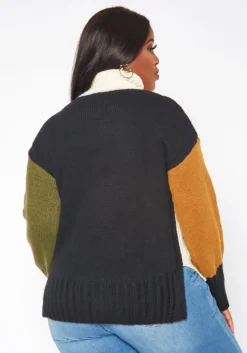 Plus Size Color Block Knit Sweater -Asoph Fashion Shop 2018631 135 3