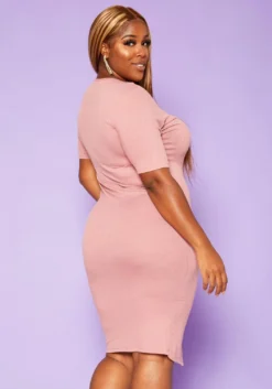 Plus Size Button Front Bodycon Midi Dress -Asoph Fashion Shop 2018655 102 2