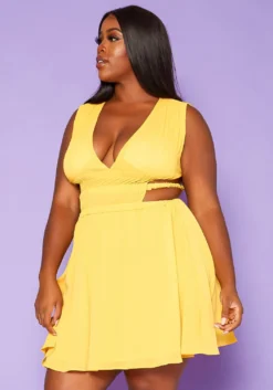 Plus Size Cut Out Design Fit & Flare Mini Dress -Asoph Fashion Shop 2018667 105 2