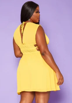 Plus Size Cut Out Design Fit & Flare Mini Dress -Asoph Fashion Shop 2018667 105 3