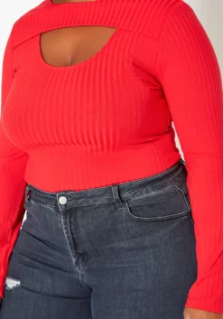 Plus Size Ribbed Knit Long Sleeve Top -Asoph Fashion Shop 2018668 110 4