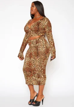 Asoph Plus Size Leopard Print Wrap Crop Top & Midi Skirt Set -Asoph Fashion Shop 2018669 106 2