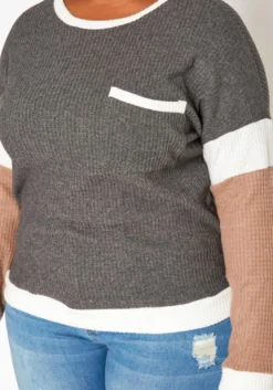 Plus Size Color Block Long Sleeve Shirt -Asoph Fashion Shop 2018693 108 4