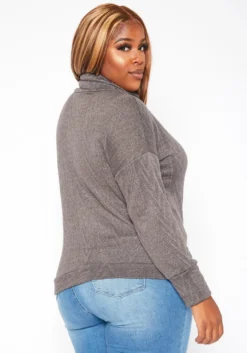 Plus Size Turtleneck Cable Knit Top -Asoph Fashion Shop 2018743 108 2