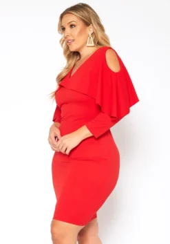 Plus Size Ruffle Overlay Long Sleeve Mini Dress -Asoph Fashion Shop 2018752 110 2