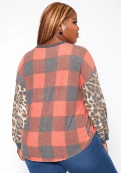 Plus Size Pattern Splice V Neck Shirt -Asoph Fashion Shop 2018754 110 3