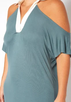 Plus Size Collar Neck Flare Midi Dress -Asoph Fashion Shop 2018761 349 4