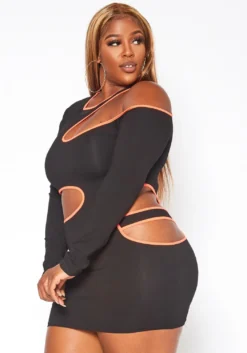 Plus Size Neon Trim Cut Out Bodycon Mini Dress -Asoph Fashion Shop 2018763 276 1