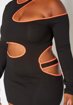 Plus Size Neon Trim Cut Out Bodycon Mini Dress -Asoph Fashion Shop 2018763 276 3