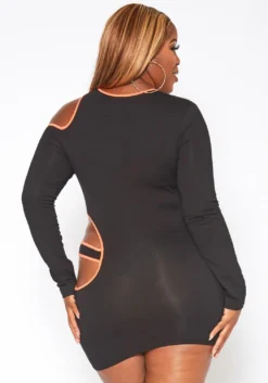 Plus Size Neon Trim Cut Out Bodycon Mini Dress -Asoph Fashion Shop 2018763 276 4