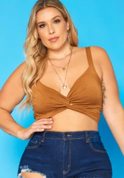 Plus Size Twist Hem Cami Crop Top
