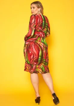 Plus Size Abstract Color Print Flare Mini Dress -Asoph Fashion Shop 2018767 473 3