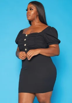 Plus Size Sweetheart Neck Bodycon Mini Dress -Asoph Fashion Shop 2018808 001 2