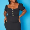 Plus Size Sweetheart Neck Bodycon Mini Dress