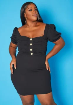 Plus Size Sweetheart Neck Bodycon Mini Dress