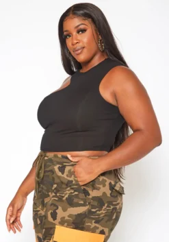 Plus Size Ribbed Knit Asymmetric One Sleeve Top 7 Plus Size Ribbed Knit Asymmetric One Sleeve Top -Asoph Fashion Shop 2018819 001 3