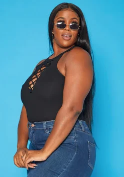 Plus Size Cross Lace Front Tank Top -Asoph Fashion Shop 2018821 001 3