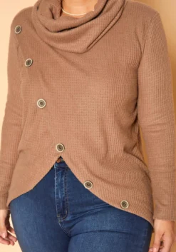 Plus Size Waffle Knit Funnel Neck Sweater -Asoph Fashion Shop 2018848 389 4