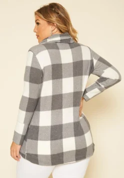 Plus Size Plaid Print Funnel Neck Sweater -Asoph Fashion Shop 2018850 107 2