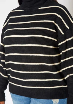 Plus Size Striped Print Turtleneck Sweater -Asoph Fashion Shop 2018852 001 4