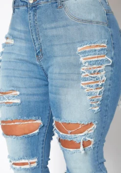 Plus Size Distressed Flare Denim Jeans -Asoph Fashion Shop 2018869 003 0