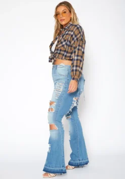 Plus Size Distressed Flare Denim Jeans -Asoph Fashion Shop 2018869 003 3
