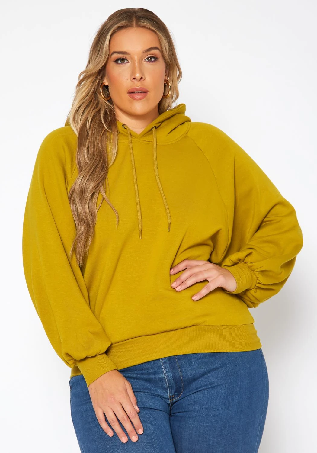 Plus Size Solid Hooded Sweater 2 Plus Size Solid Hooded Sweater - Image 2