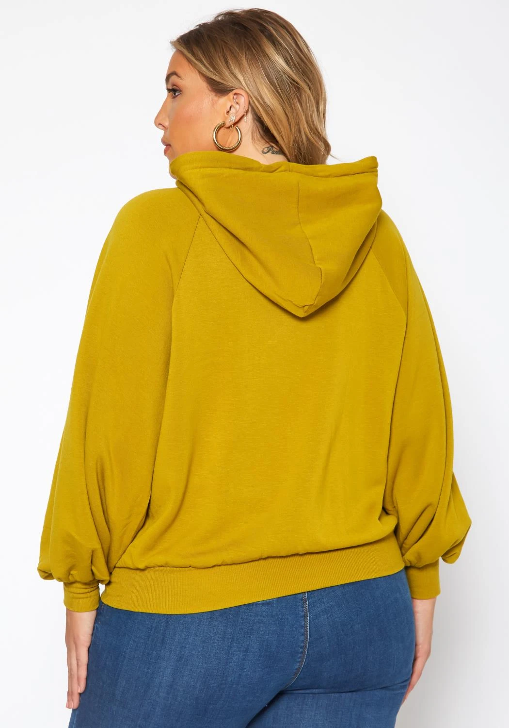 Plus Size Solid Hooded Sweater 4 Plus Size Solid Hooded Sweater - Image 4