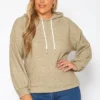 Plus Size Ribbed Knit Hooded Sweater