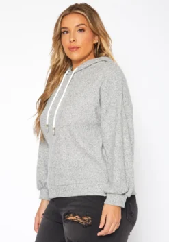 Plus Size Ribbed Knit Hooded Sweater -Asoph Fashion Shop 2018897 261 2