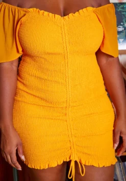 Plus Size Smocked Drawstring Off Shoulder Mini Dress -Asoph Fashion Shop 2018997 109 3