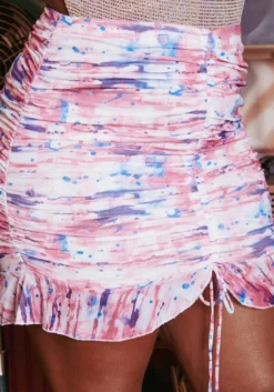 Plus Size Tie Dye Ruffle Trim Mini Skirt -Asoph Fashion Shop 2018999 102 4