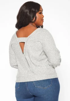 Plus Size Open Back Knit Sweater -Asoph Fashion Shop 2019032 107 3