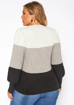 Plus Size Color Block Ribbed Knit Sweater -Asoph Fashion Shop 2019034 107 3