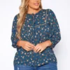 Plus Size Vintage Floral Print Blouse