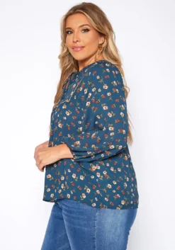 Plus Size Vintage Floral Print Blouse -Asoph Fashion Shop 2019035 158 2
