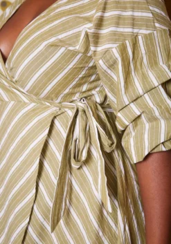 Plus Size Striped Pattern Wrap Mini Dress -Asoph Fashion Shop 2019045 151 4