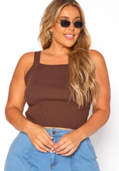 Plus Size Ribbed Knit Cami Top