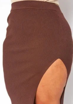 Plus Size High Waist Ribbed Midi Skirt -Asoph Fashion Shop 2019063 181 4