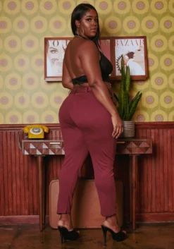 Plus Size High Waist Belted Pants -Asoph Fashion Shop 2019067 283 3