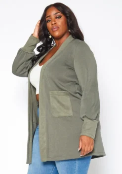 Plus Size Casual Open Front Long Cardigan -Asoph Fashion Shop 2019121 125 2