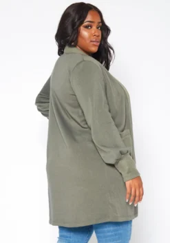 Plus Size Casual Open Front Long Cardigan -Asoph Fashion Shop 2019121 125 3