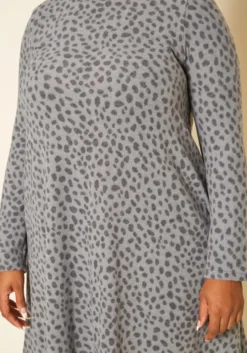 Plus Size Spotted Long Sleeve Flare Mini Dress -Asoph Fashion Shop 2019169 107 4