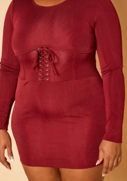 Plus Size Corset Effect Bodycon Mini Dress -Asoph Fashion Shop 2019180 283 4