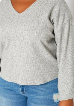 Plus Size Relaxed Fit V Neck Open Back Sweater -Asoph Fashion Shop 2019181 107 4