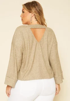 Plus Size Relaxed Fit V Neck Open Back Sweater -Asoph Fashion Shop 2019181 125 1