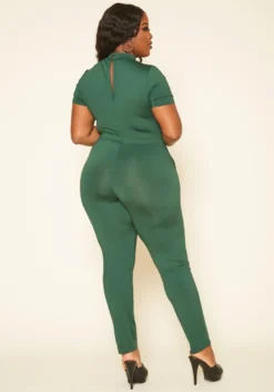Plus Size Deep V Neck Bodycon Jumpsuit -Asoph Fashion Shop 2019194 103 2