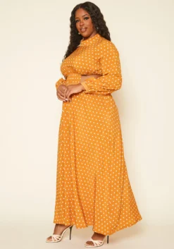 Plus Size Polka Dot Flare Maxi Dress -Asoph Fashion Shop 2019198 128 2